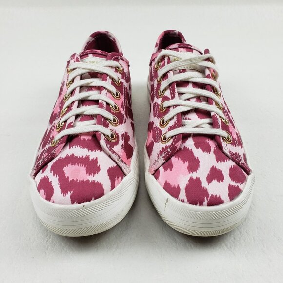 Keds x Kate Spade Kickstart Sneaker Womens 7.5 Pink Satin Leopard Print Shoe - Picture 5 of 15